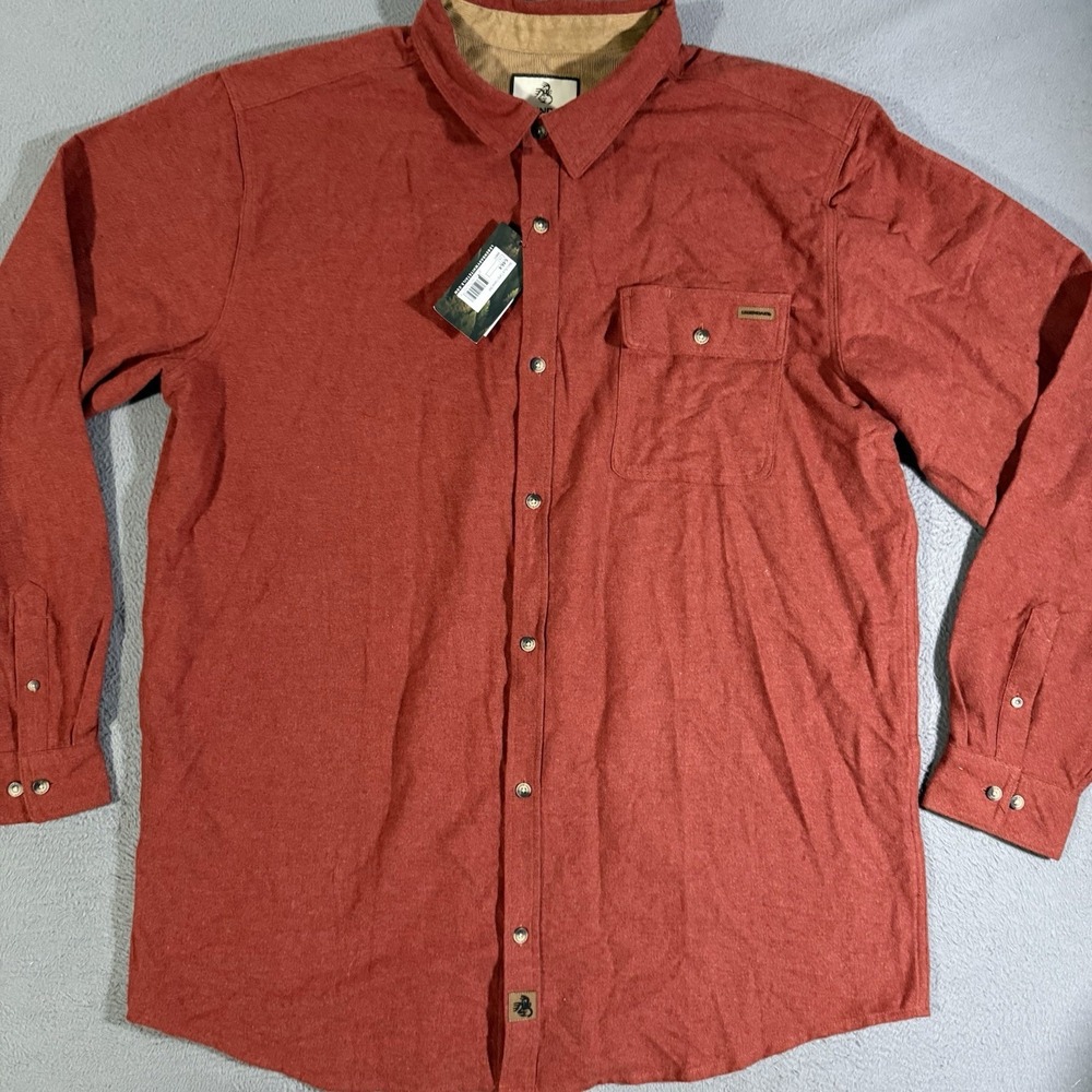 Legendary Whitetails Buck Camp‎ Flannel Shirt Men's 2XT Red Rust Solid Outdoor
